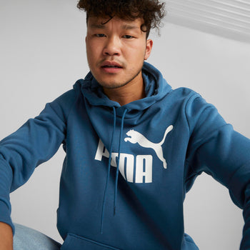 Felpa con cappuccio blu da uomo con logo sul petto Puma Essentials Big Logo, Abbigliamento Sport, SKU a721000101, Immagine 0